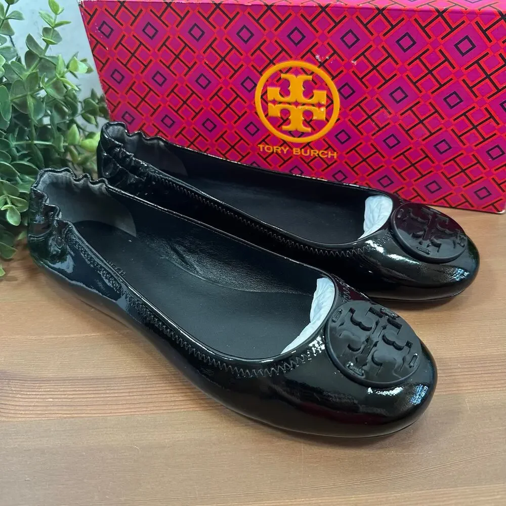 Tory Burch Minnie Travel Patent Leather Ballet Flats Size 5.5